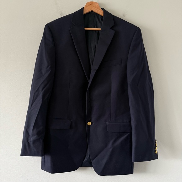Lauren Ralph Lauren Wool Gold Button Twill Blazer Mens 40R Sport Coat Jacket - Picture 1 of 16